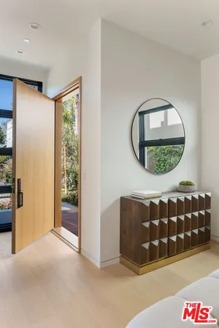 a living room with a large window