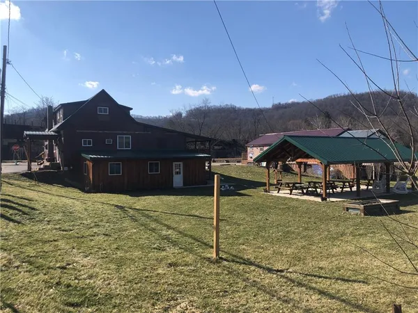 a big room with table and chairs