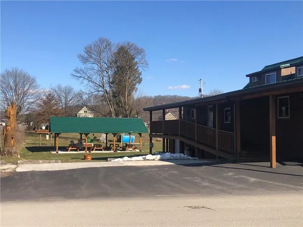 a building with trees in front of it