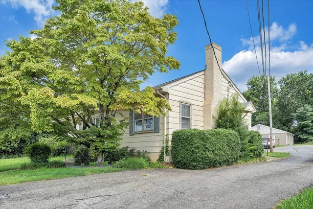 a view of a house with a tree and plants