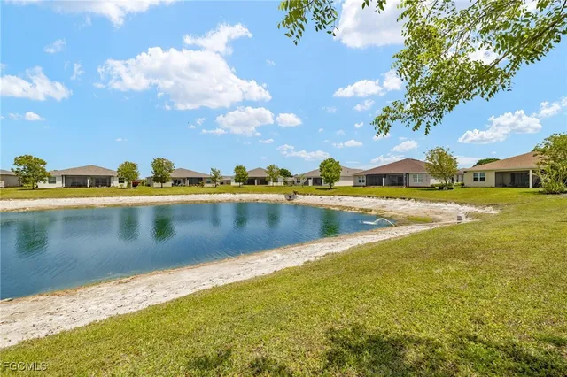 a view of a lake with houses