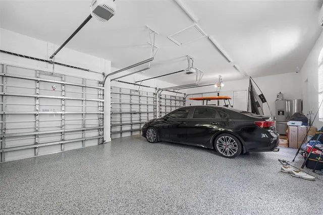 a car parked in a garage