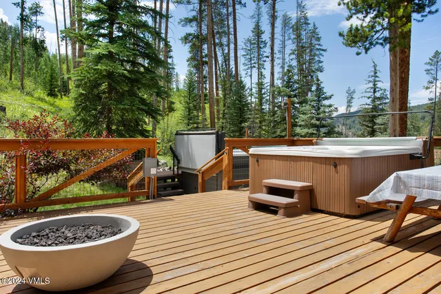 a outdoor view with a seating space