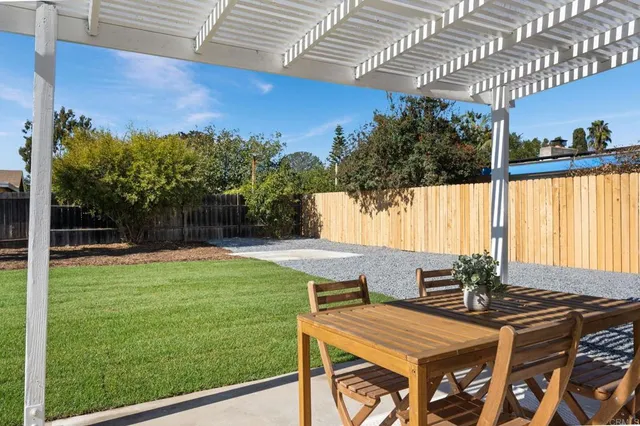 a view of an outdoor space with seating area