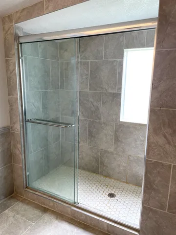 a bathroom with a shower