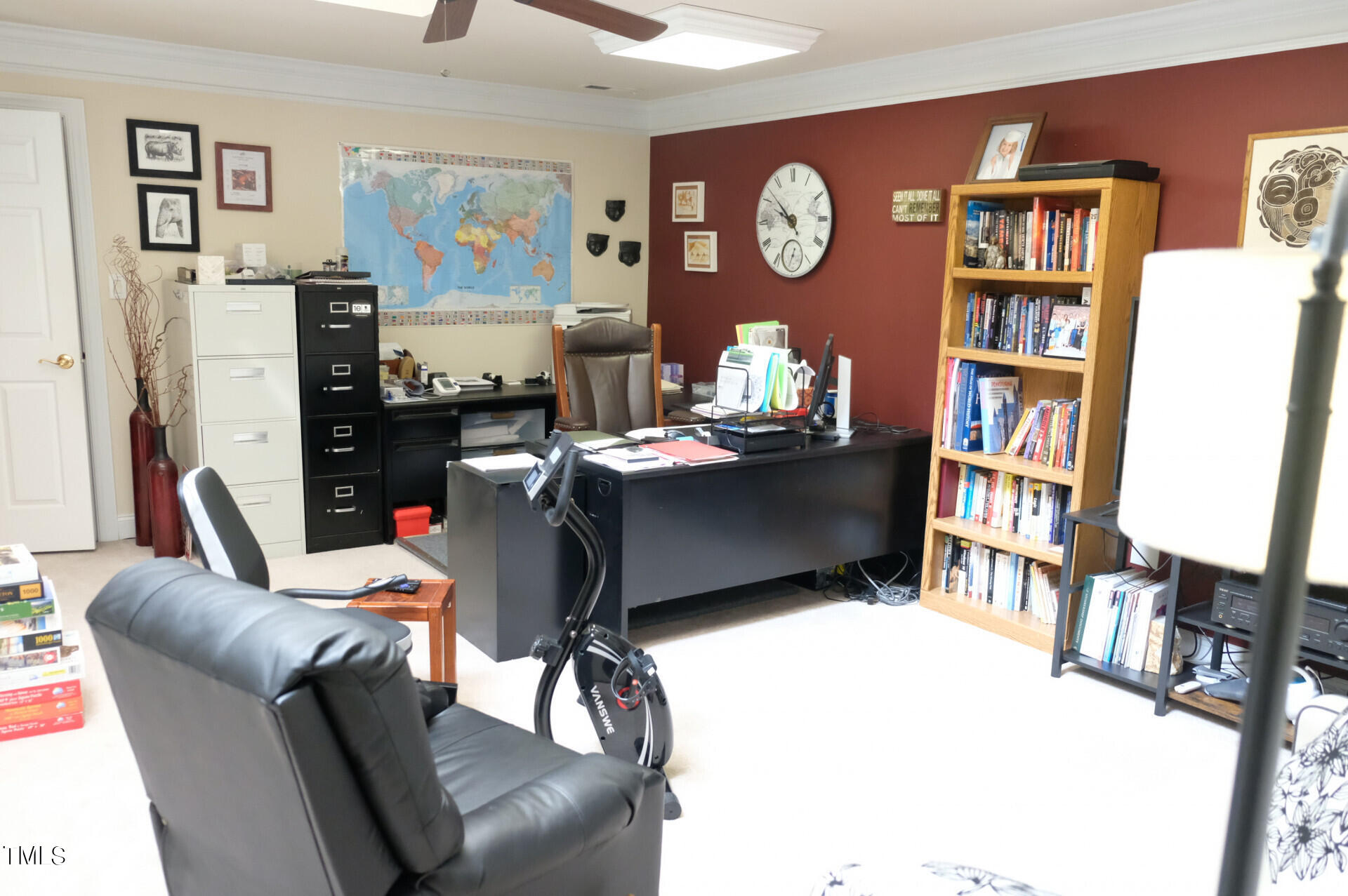 9545 Brookchase Drive Raleigh, NC 27617 - Photo 27 of 46 a workspace with furniture and book shelf