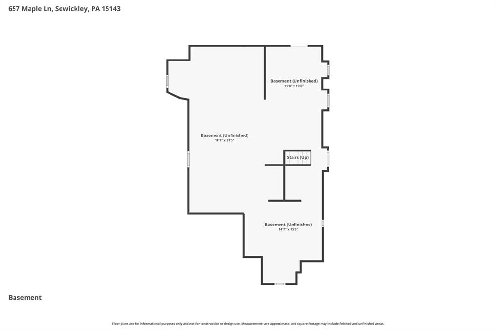 657 Maple Lane Sewickley, PA 15143 - Photo 42 of 50 Basement level floor plan (unfinished)