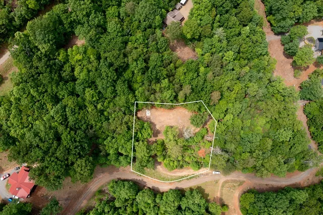 an aerial view of a yard