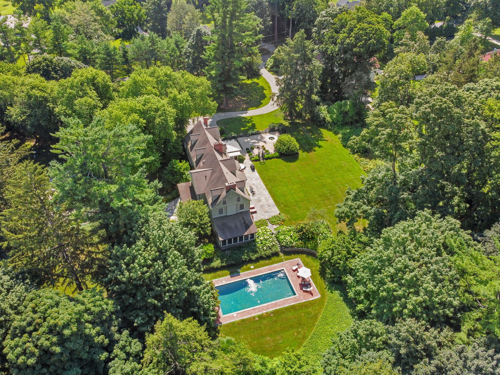 79 Hilltop Road Sharon, CT 06069 - Photo 30 of 31 an aerial view of residential house with outdoor space and swimming pool