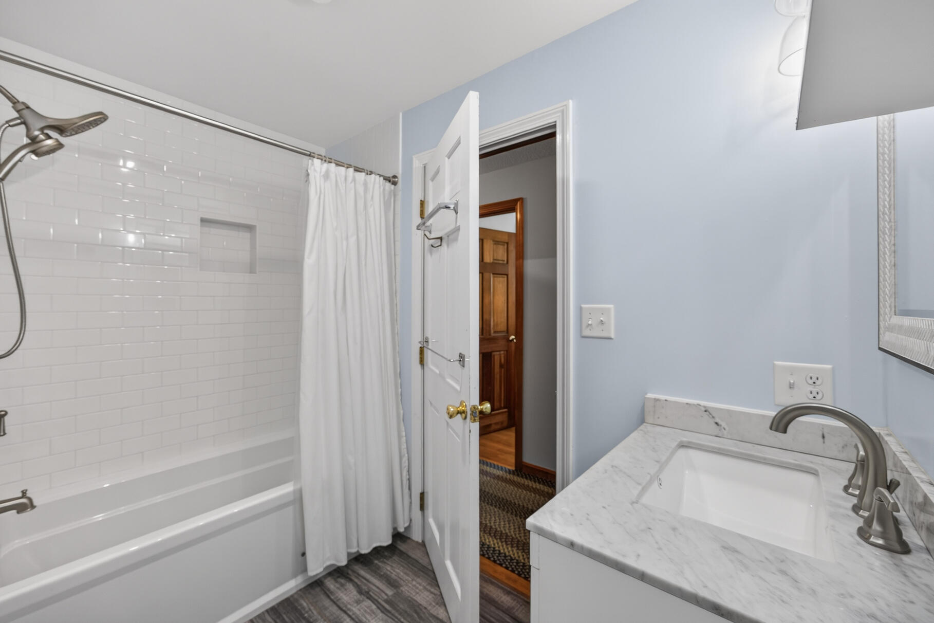 115 Wamsutta Road Eastham, MA 02642 - Photo 19 of 45 a bathroom with a granite countertop sink a toilet and shower