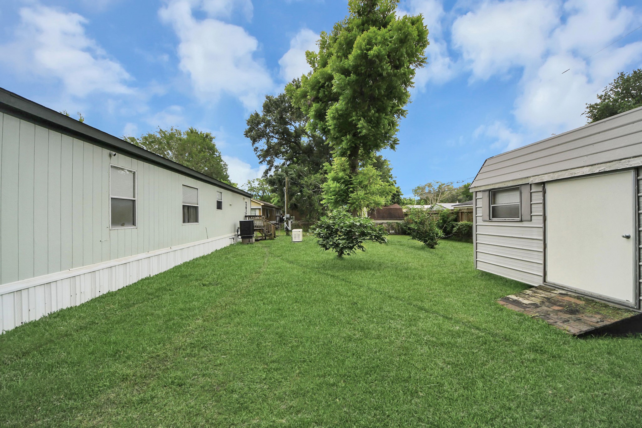 204 Edith Street Highlands, TX 77562 - Photo 27 of 33 a view of a backyard with plants and a large tree