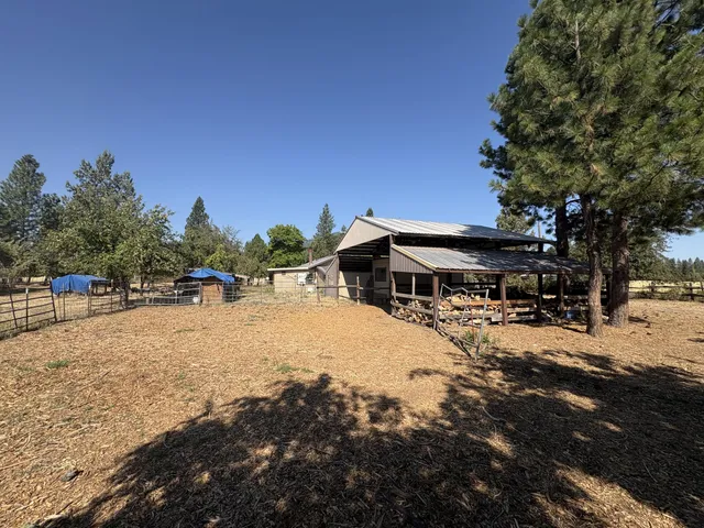 a view of outdoor space with yard and car parked