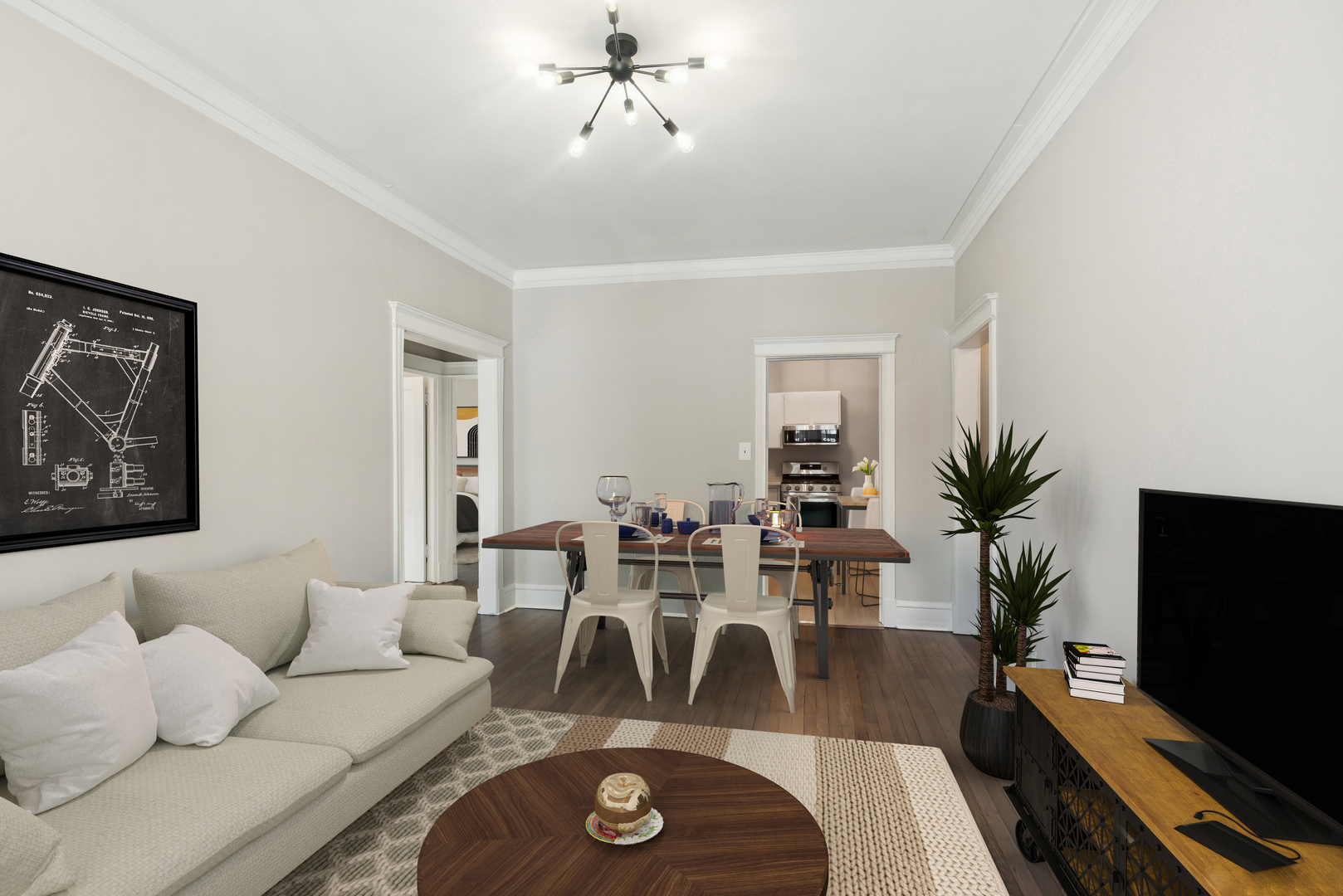 501 West Belmont Avenue, Unit 1 Chicago, IL 60657 - Photo 2 of 17 a living room with furniture a flat screen tv and a potted plant