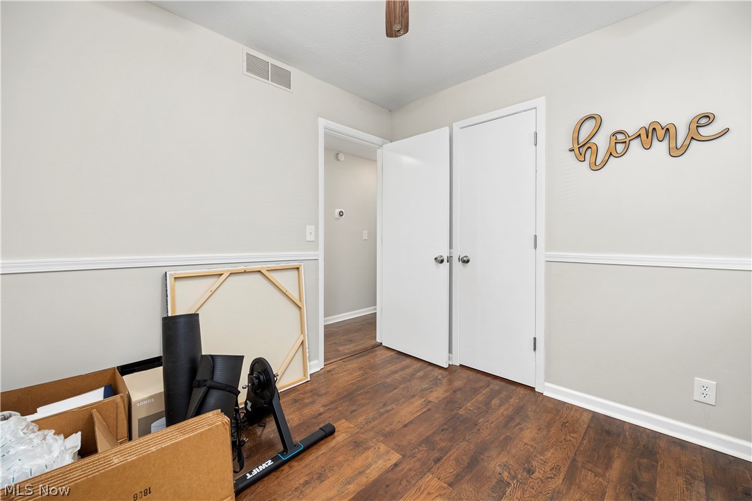 184 Sunset Road Avon Lake, OH 44012 - Photo 22 of 35 Office featuring ceiling fan and dark hardwood / wood-style floors