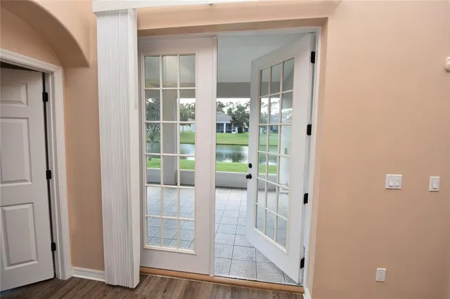 a view of a glass door