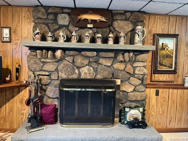 a front view of a door with wooden wall