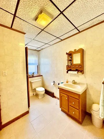 a bathroom with a sink a toilet and mirror