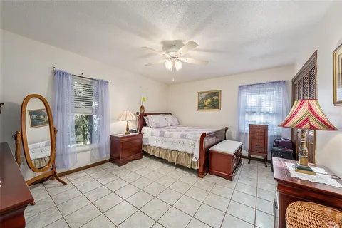 a spacious bedroom with a bed and a window