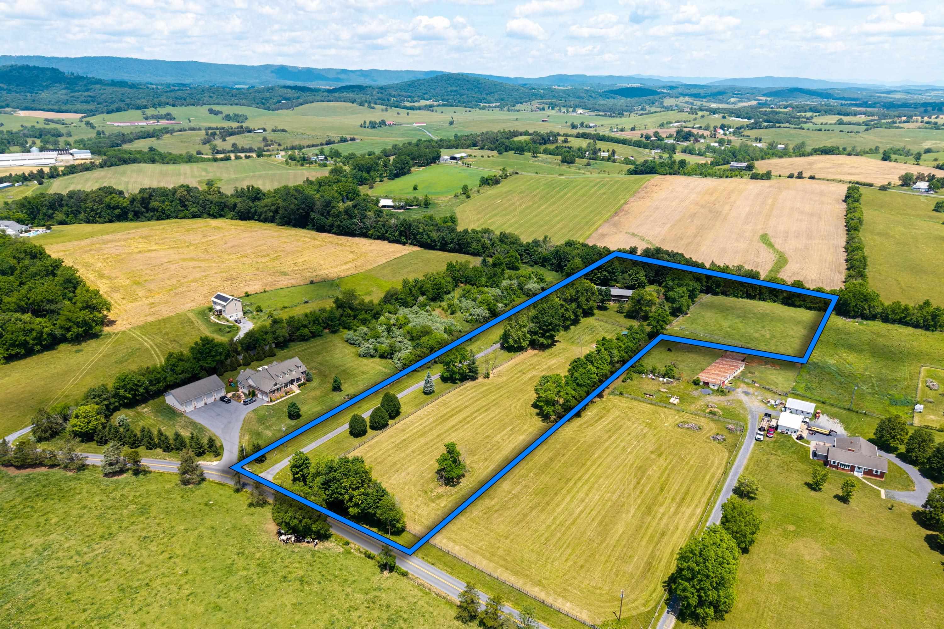 3980 Greenmount Road Harrisonburg, VA 22802 - Photo 69 of 75 The aerial photos highlights the spacious, level lot, lovely views surrounding the home, and private location.