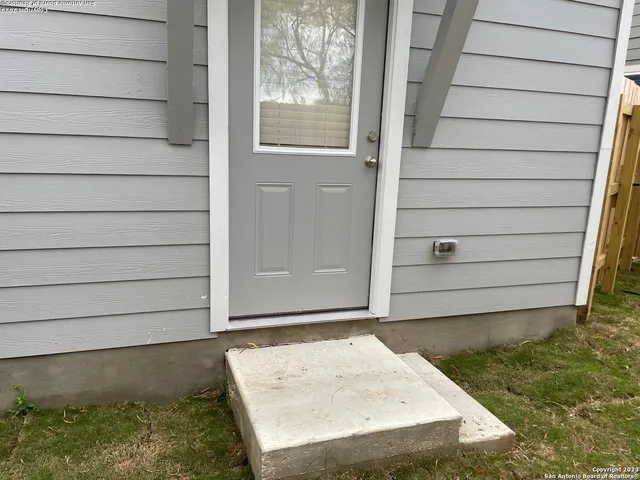 a view of wooden door