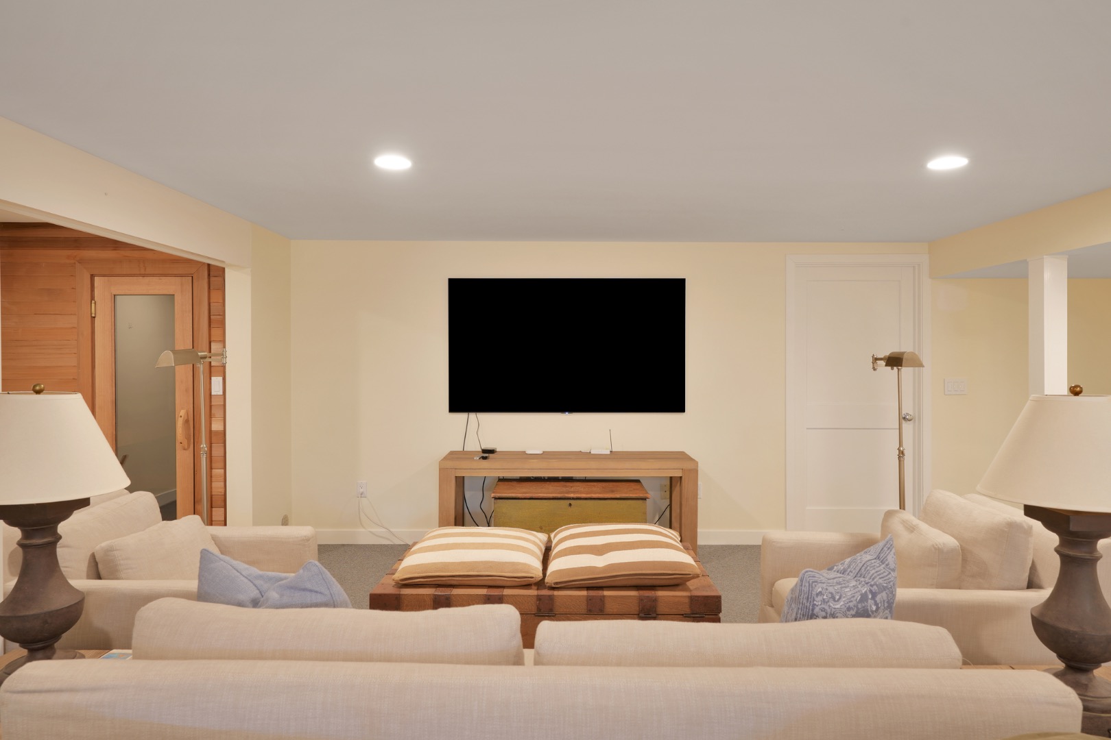 140 Pond Road West Tisbury, MA 02568 - Photo 39 of 46 Basement Entertainment Area (Sauna to the left)