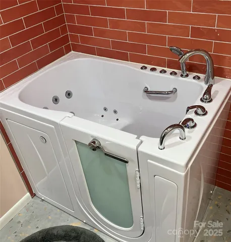 a bathroom with a tub