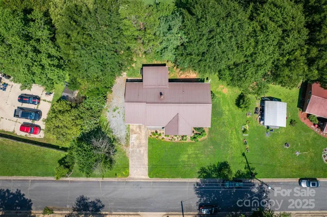an aerial view of a house