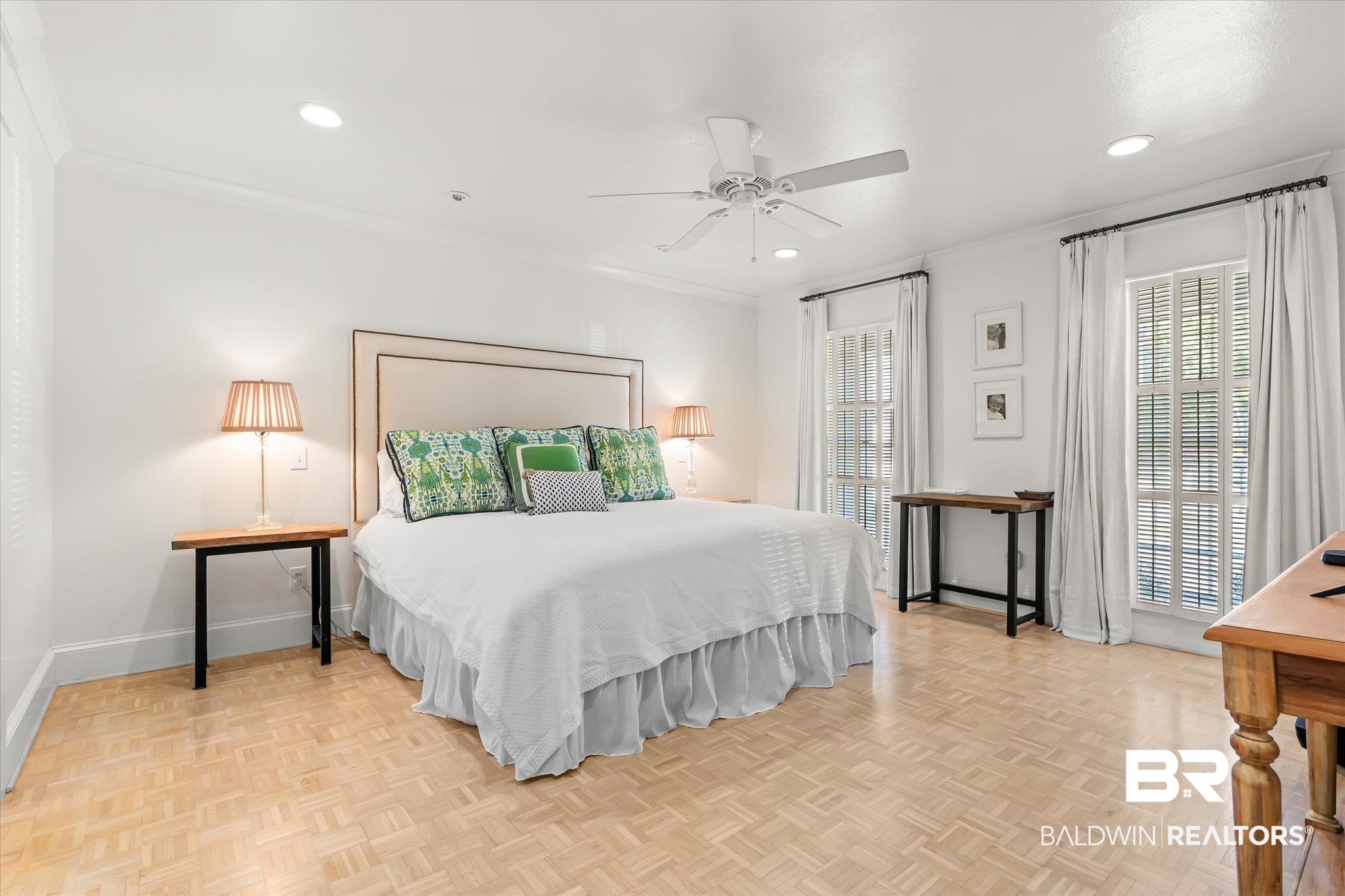 3921 McGregor Court Mobile, AL 36608 - Photo 16 of 41 Bedroom featuring multiple windows, recessed lighting, baseboards, and ornamental molding