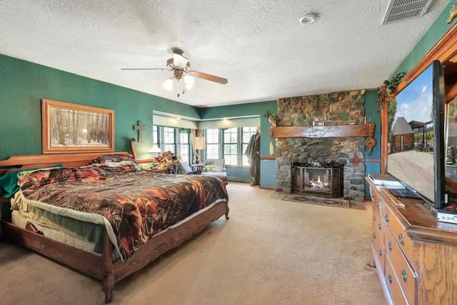 a view of a lake with a house