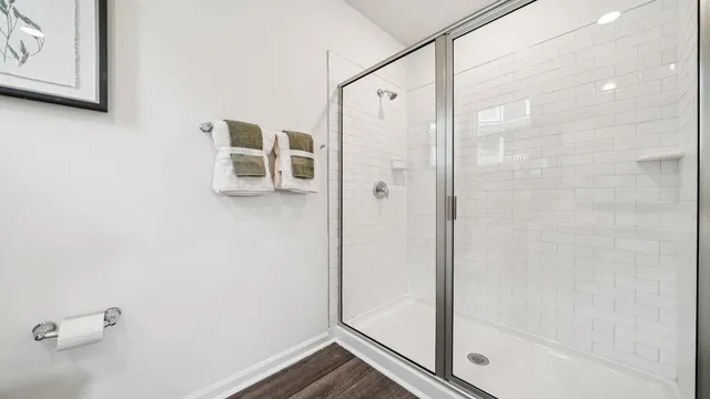 a bathroom with a shower