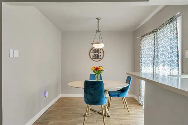 a table in a room with a window