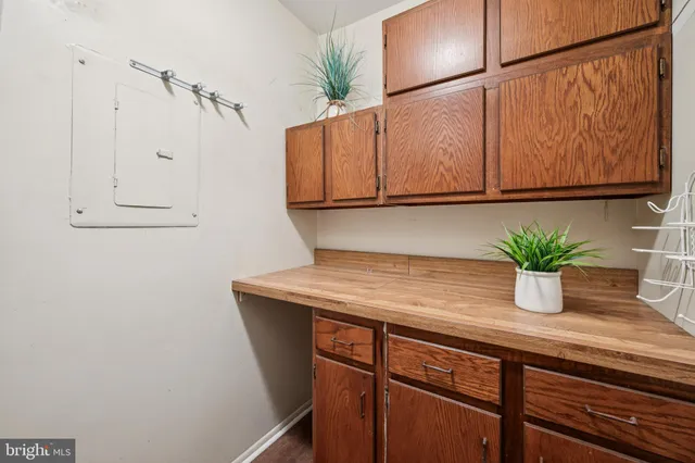 a room with a potted plant on the wall