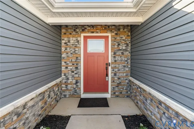 a front view of a house with a door