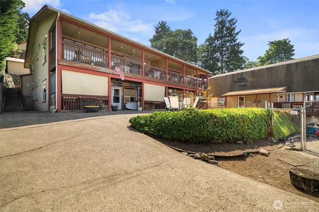 a view of a house with a patio