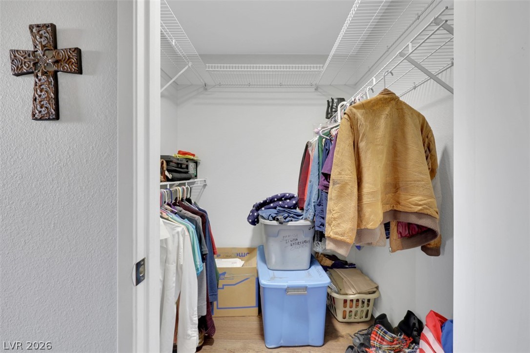 698 South Racetrack Road, Unit 1614 Henderson, NV 89015 - Photo 28 of 35 Functional closet space provides ample storage with convenient wire shelving and hanging rods.