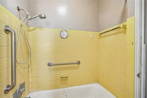 a bathroom with a shower