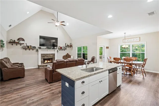 a bedroom with furniture and baby crib