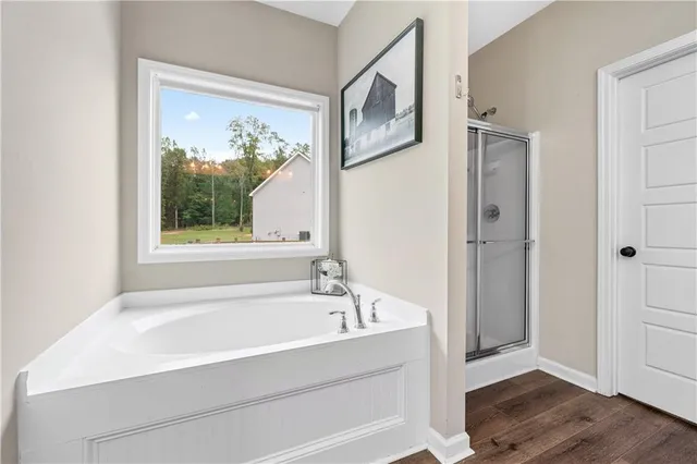 a backyard of a house with lots of green space and trees