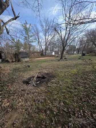 a view of a yard with a tree