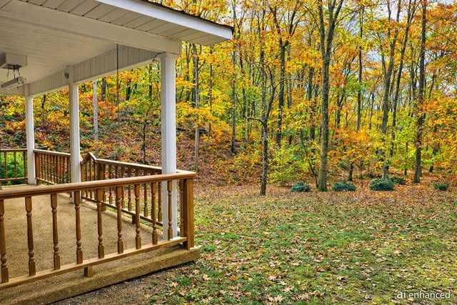 a backyard of a house with lots of green space