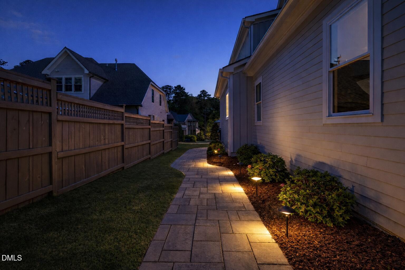 3419 Edgemont Drive Raleigh, NC 27612 - Photo 38 of 41 Twilight pathway through side yard