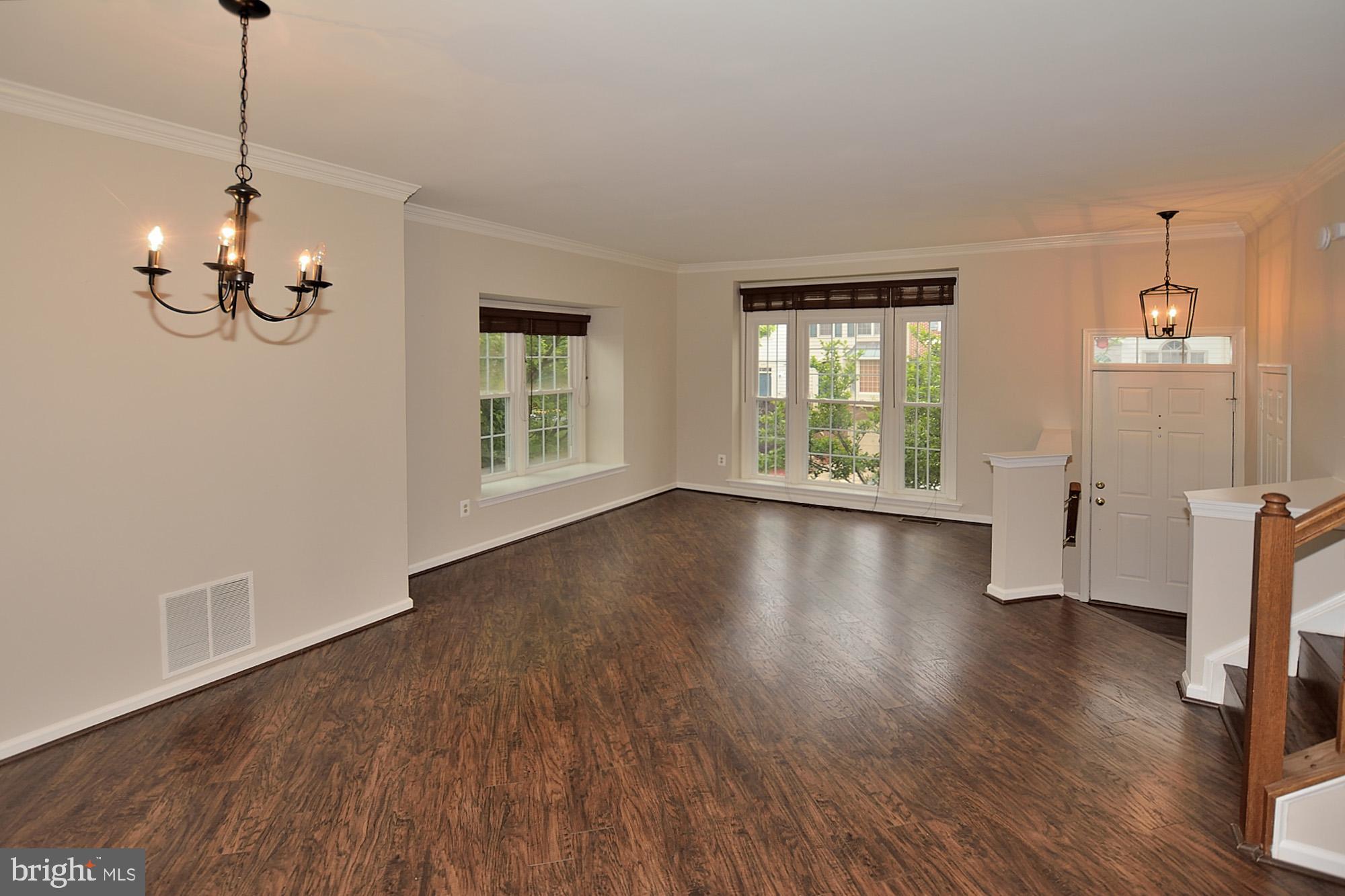Open living room and dining room