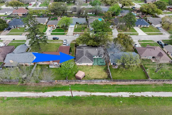 an aerial view of a house