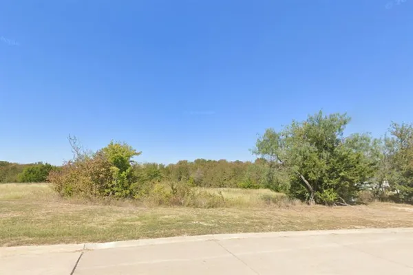 a view of a yard with a mountain
