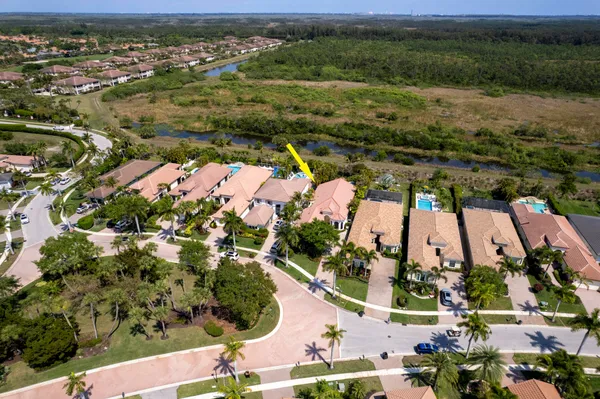 a view of a lake with houses