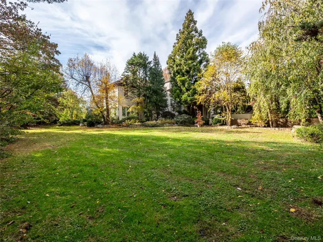 a view of outdoor space with garden and trees