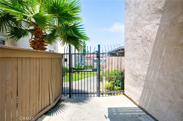 a view of a garden with a pathway