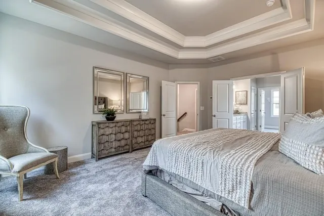 a bed room with a bed and furniture