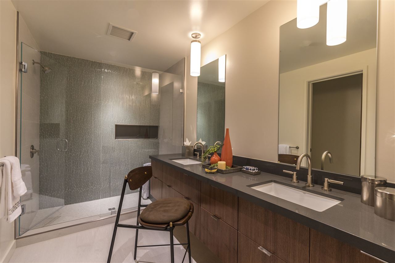 15120 Boulder Place, Unit 3 Truckee, CA 96161 - Photo 9 of 19 a bathroom with a double vanity sink and a mirror