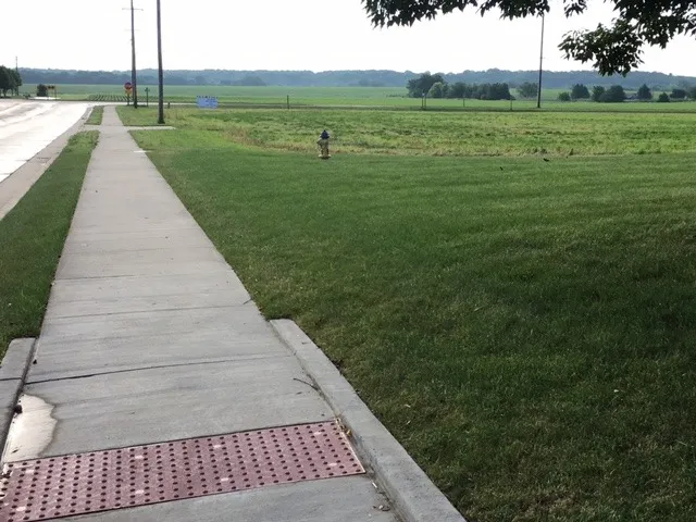a view of a backyard with ocean view